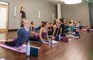 group of young people in a pilates class